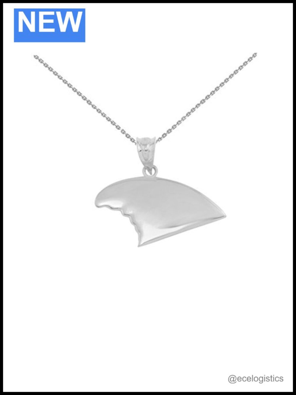 High Polish 925 Sterling Silver Shark Fin Charm Pendant Necklace